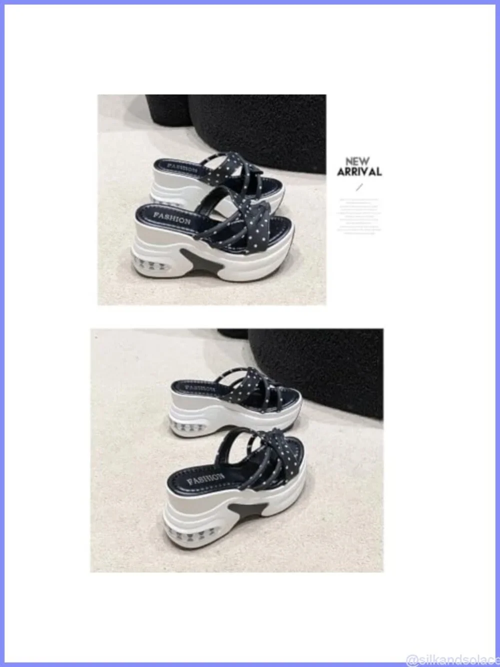Womens Platform Wedge Sandals Chunky Mule Slippers Arch Support Polka Dot Bow
